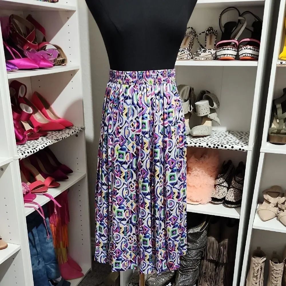Self Esteem Purple Blue Pleated Midi Skirt